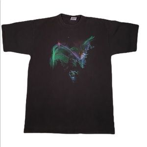 90’s Black Northern Lights Wolves Wilderness Tee